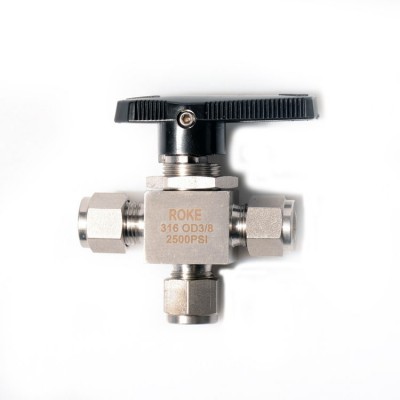 Stainless Steel 3000psi Inch Double Ferrules One Piece Instrumentation 3 Way Ball Valve